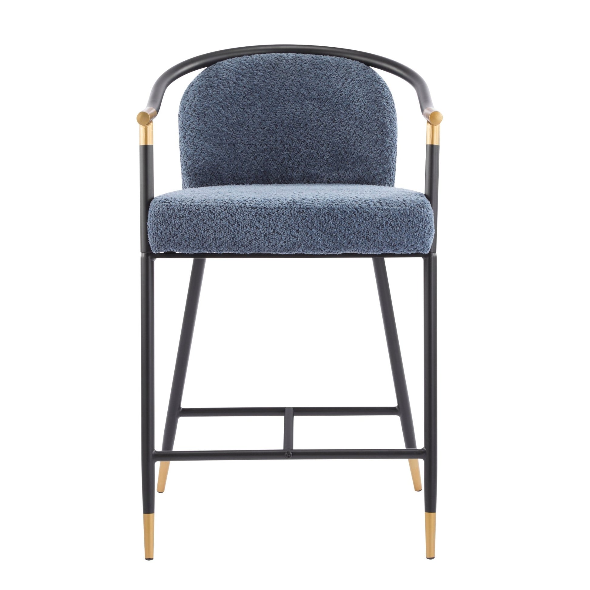 26' H Upholstered Counter Stool with Metal Frame (Set of 2) - Navy blue - 1st Choice Furniture Direct