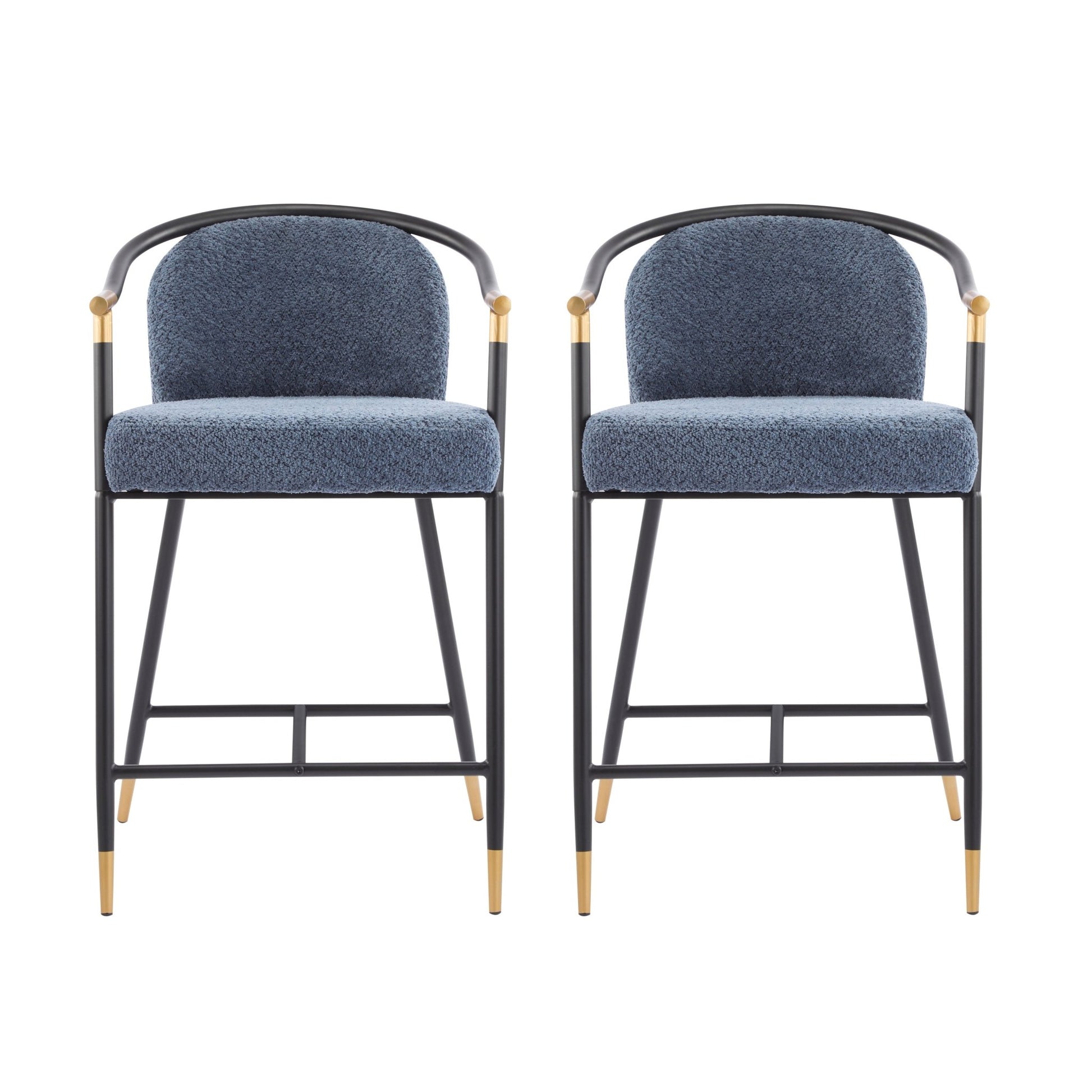 26' H Upholstered Counter Stool with Metal Frame (Set of 2) - Navy blue - 1st Choice Furniture Direct