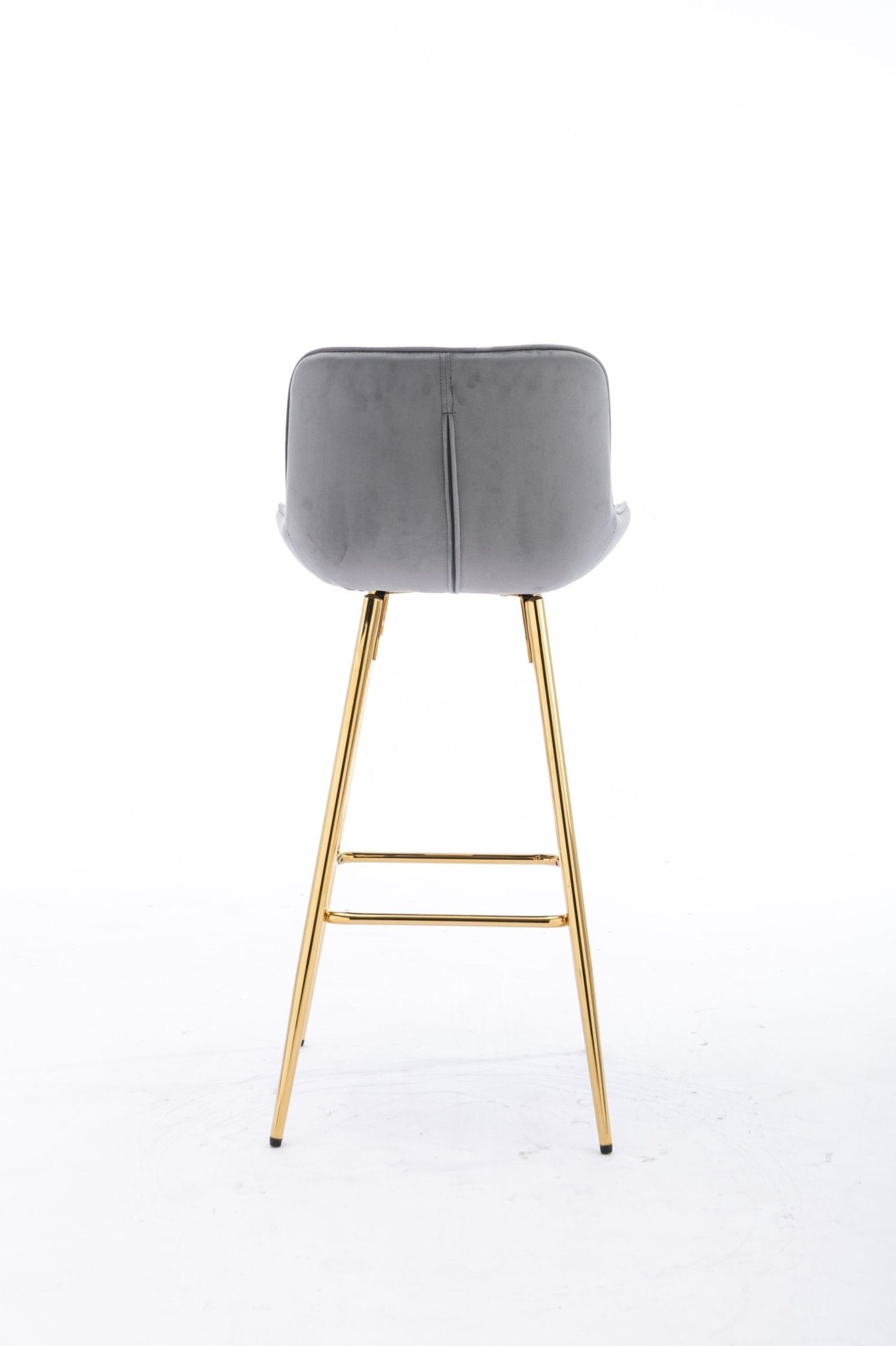 26 Inch Set of 2 Bar Stools,with Chrome Footrest Velvet Fabric Counter Stool Golden Leg Simple Bar Stool,GRAY - 1st Choice Furniture Direct