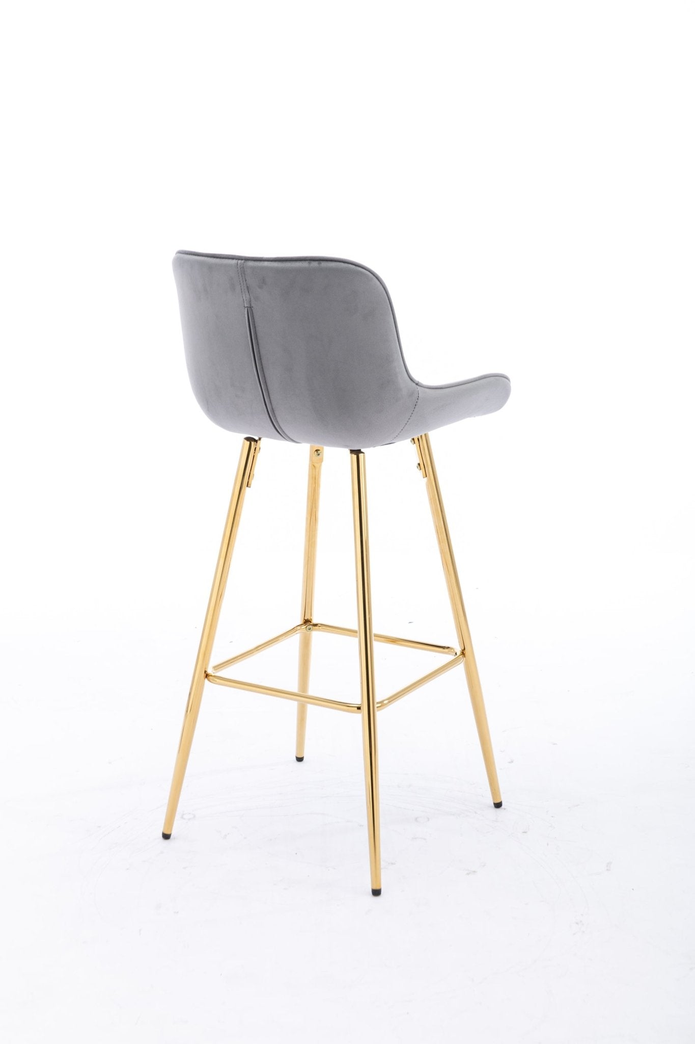 26 Inch Set of 2 Bar Stools,with Chrome Footrest Velvet Fabric Counter Stool Golden Leg Simple Bar Stool,GRAY - 1st Choice Furniture Direct