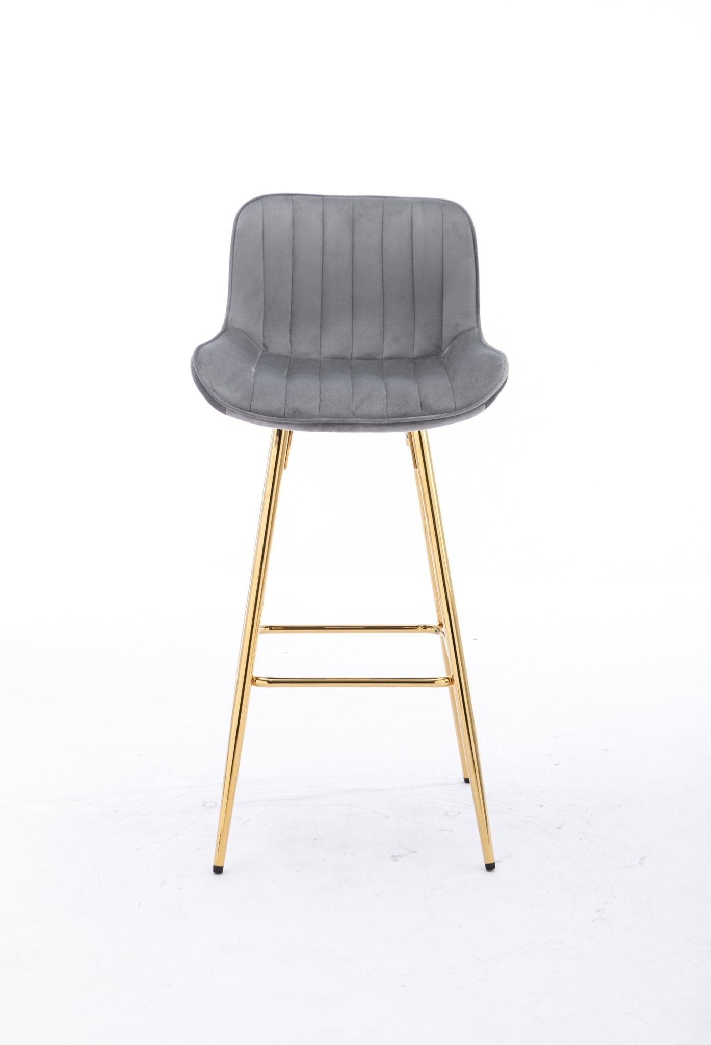 26 Inch Set of 2 Bar Stools,with Chrome Footrest Velvet Fabric Counter Stool Golden Leg Simple Bar Stool,GRAY - 1st Choice Furniture Direct