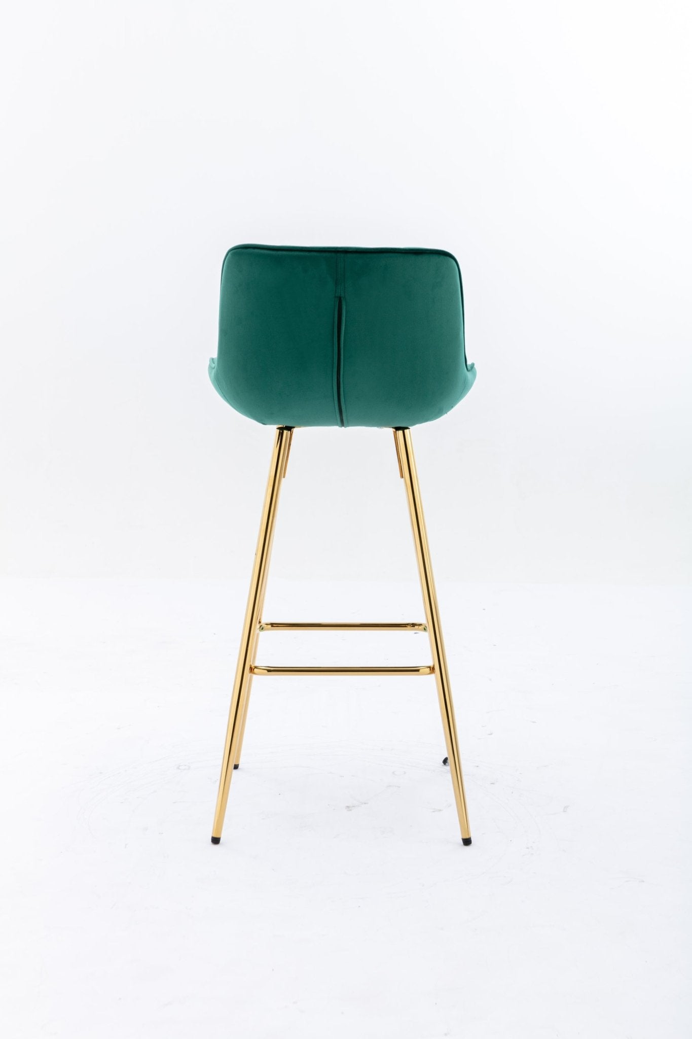 26 Inch Set of 2 Bar Stools,with Chrome Footrest Velvet Fabric Counter Stool Golden Leg Simple Bar Stool,GREEN - 1st Choice Furniture Direct