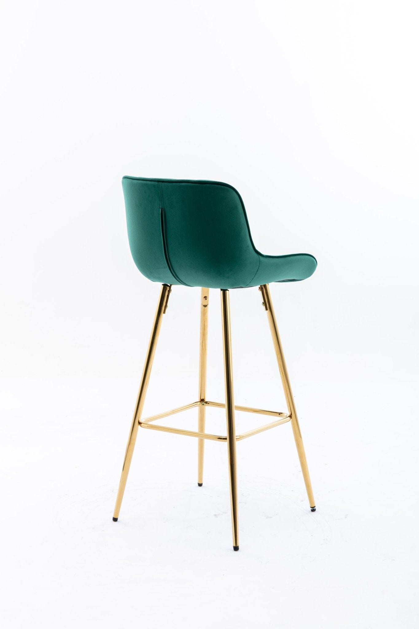 26 Inch Set of 2 Bar Stools,with Chrome Footrest Velvet Fabric Counter Stool Golden Leg Simple Bar Stool,GREEN - 1st Choice Furniture Direct
