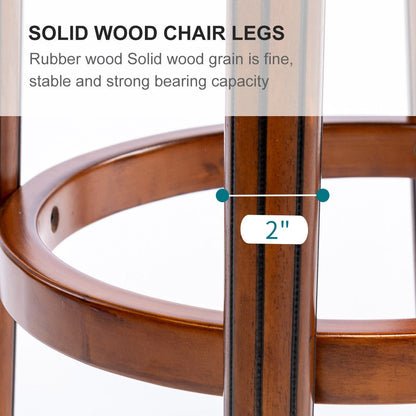 26” Swivel Leather Bar Stool | Blue Genuine Leather Counter Chair with Wood Frame - 1st Choice Furniture Direct