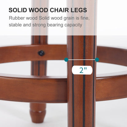 26” Swivel Leather Bar Stool with Back | Solid Wood Bar Chair (Black, 1 Piece) - 1st Choice Furniture Direct