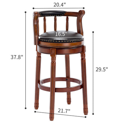 26” Swivel Leather Bar Stool with Back | Solid Wood Bar Chair (Black, 1 Piece) - 1st Choice Furniture Direct