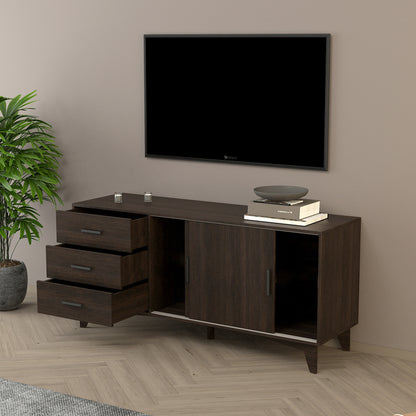 1st Choice TV Stand with Sliding Doors and Drawers in Dark Brown