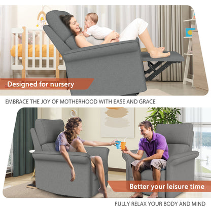 270° Power Swivel Rocker Recliner Chair for Adult,Rocking Glider Nursery Recliner for Small Spaces,Fabric Rocking Chair for Nursery,Single Sofa Recliner for Home Theater Living Room Bedroom(Dark Gray) - 1st Choice Furniture Direct
