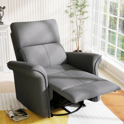 270° Power Swivel Rocker Recliner Chair for Adult,Rocking Glider Nursery Recliner for Small Spaces,Fabric Rocking Chair for Nursery,Single Sofa Recliner for Home Theater Living Room Bedroom(Dark Gray) - 1st Choice Furniture Direct