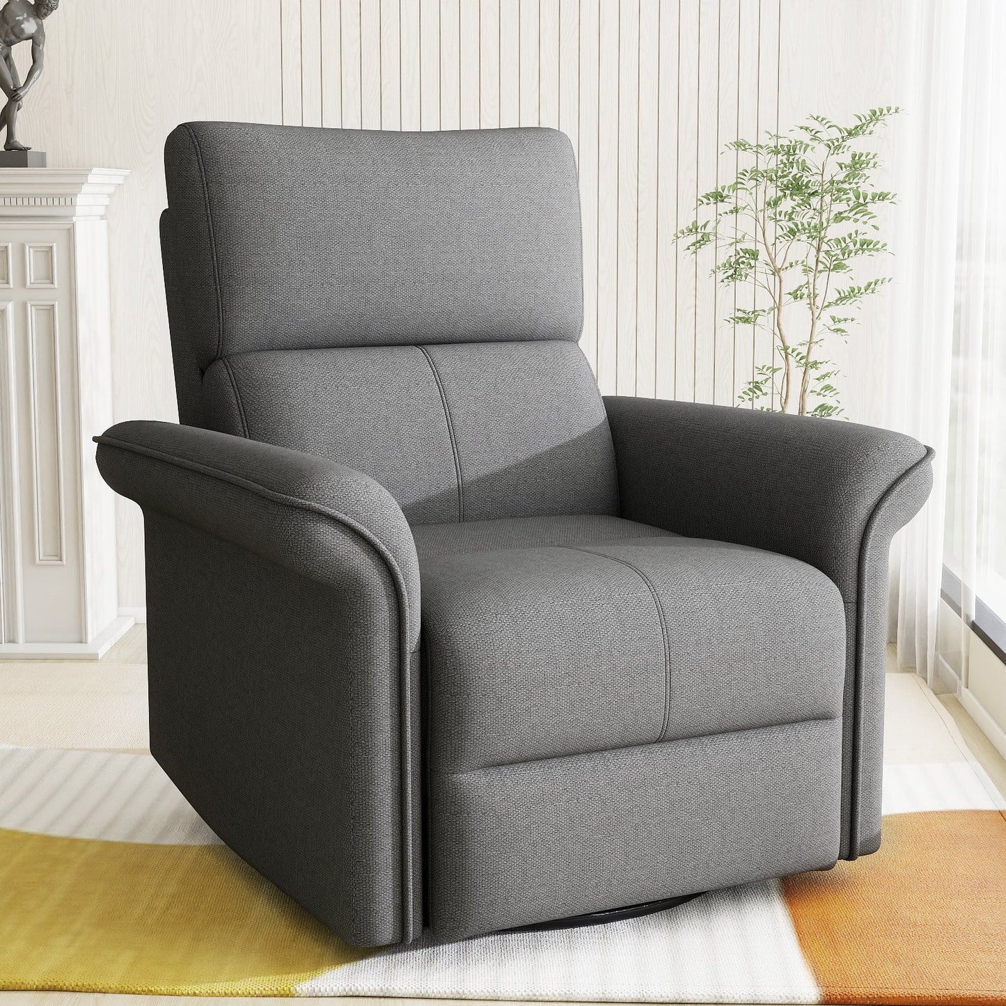 270° Power Swivel Rocker Recliner Chair for Adult,Rocking Glider Nursery Recliner for Small Spaces,Fabric Rocking Chair for Nursery,Single Sofa Recliner for Home Theater Living Room Bedroom(Dark Gray) - 1st Choice Furniture Direct