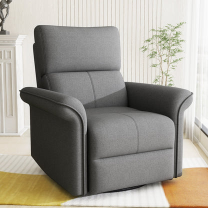 270° Power Swivel Rocker Recliner Chair for Adult,Rocking Glider Nursery Recliner for Small Spaces,Fabric Rocking Chair for Nursery,Single Sofa Recliner for Home Theater Living Room Bedroom(Dark Gray) - 1st Choice Furniture Direct