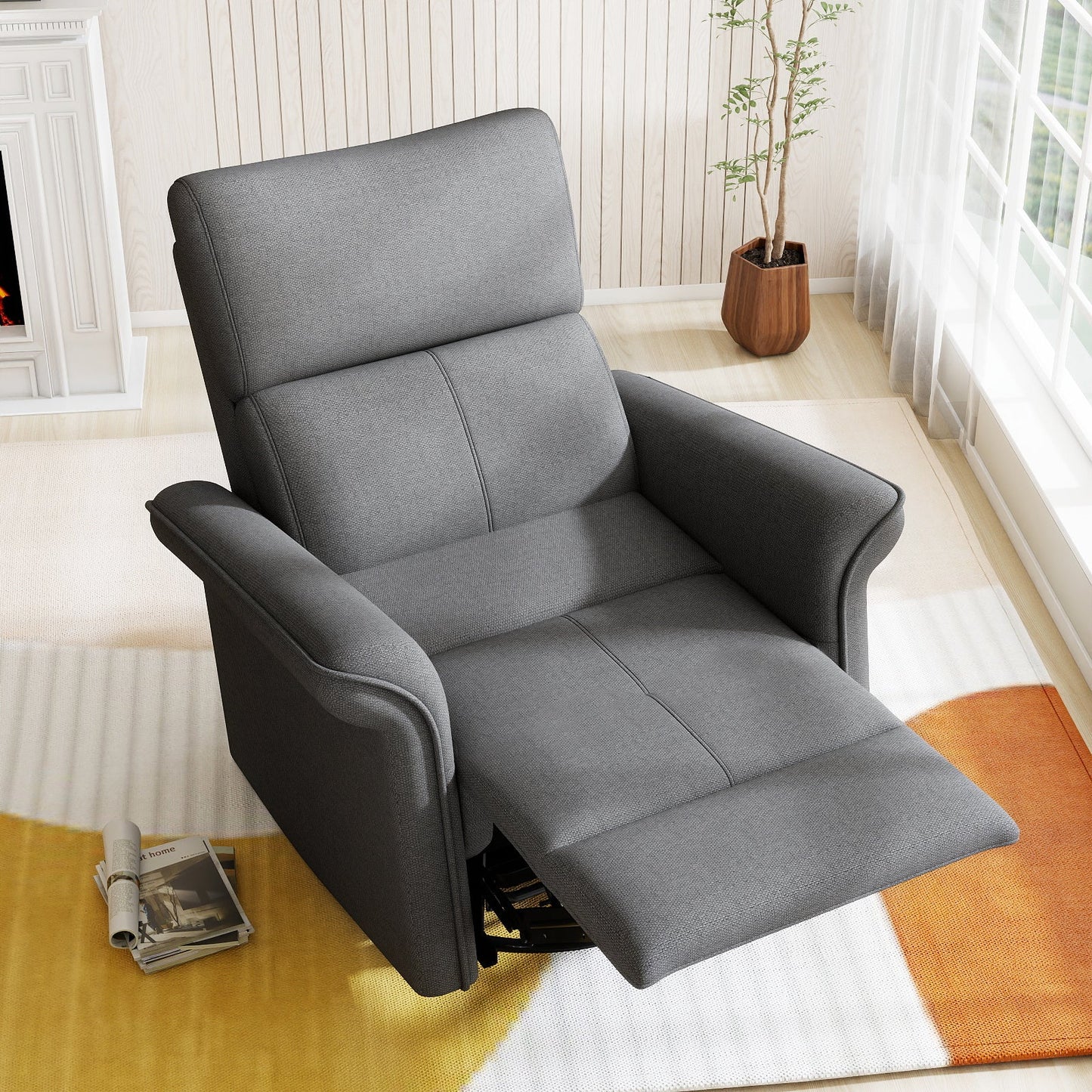 270° Power Swivel Rocker Recliner Chair for Adult,Rocking Glider Nursery Recliner for Small Spaces,Fabric Rocking Chair for Nursery,Single Sofa Recliner for Home Theater Living Room Bedroom(Dark Gray) - 1st Choice Furniture Direct
