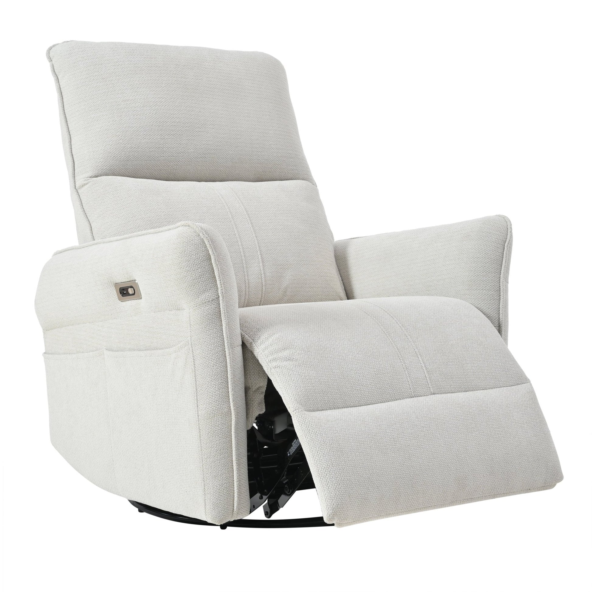 270° Power Swivel Rocker Recliner Chair for Adults, Swivel Rocking Recliner Chair,Electric Small Recliners for Small Spaces, Single Sofa Recliner for Living Room, Bedroom,RV (Fabric Gray+270°Swivel) - 1st Choice Furniture Direct