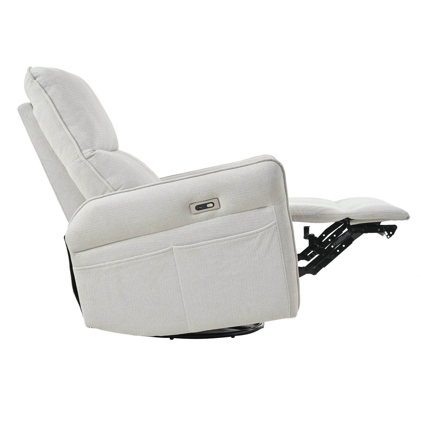 270° Power Swivel Rocker Recliner Chair for Adults, Swivel Rocking Recliner Chair,Electric Small Recliners for Small Spaces, Single Sofa Recliner for Living Room, Bedroom,RV (Fabric Gray+270°Swivel) - 1st Choice Furniture Direct