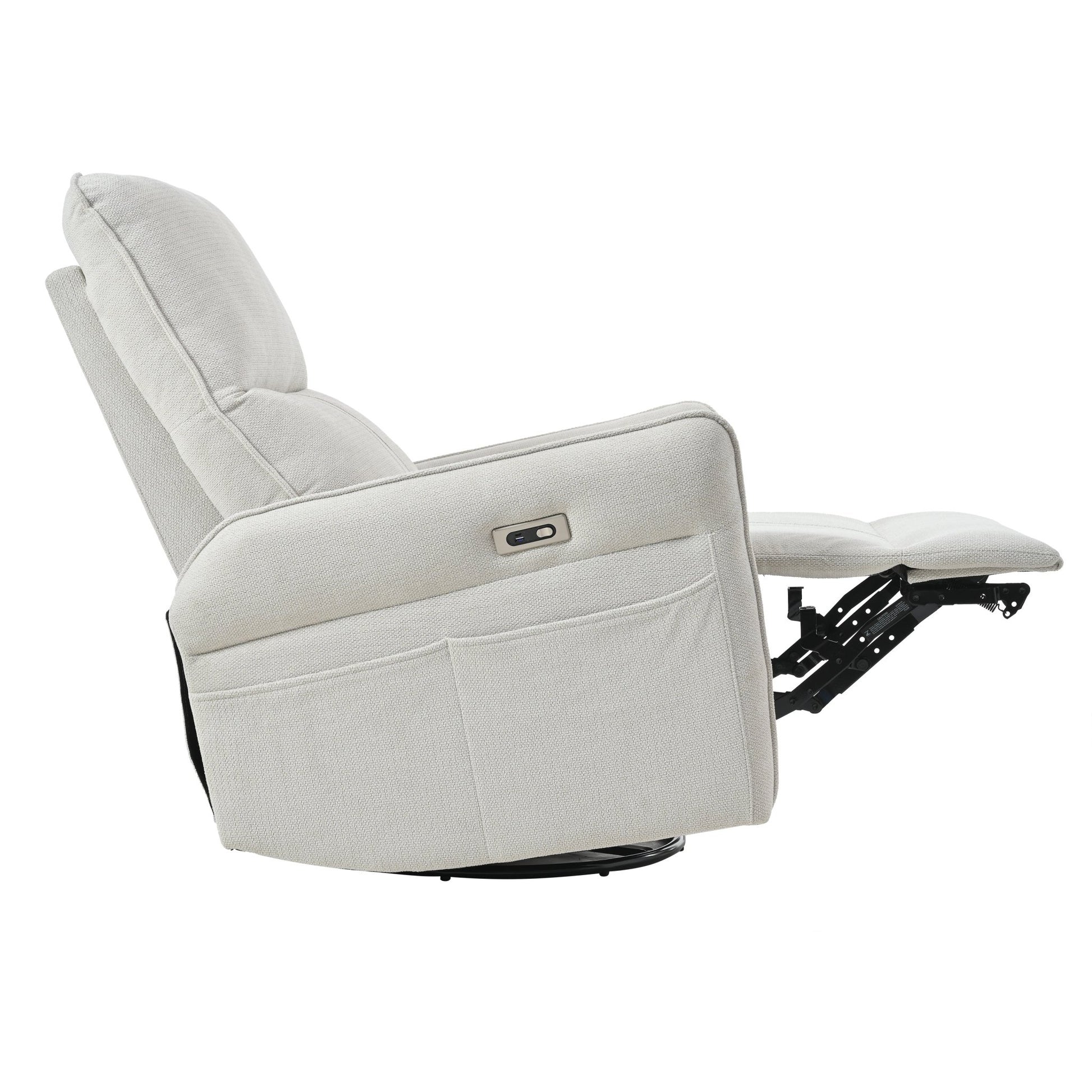 270° Power Swivel Rocker Recliner Chair for Adults, Swivel Rocking Recliner Chair,Electric Small Recliners for Small Spaces, Single Sofa Recliner for Living Room, Bedroom,RV (Fabric Gray+270°Swivel) - 1st Choice Furniture Direct