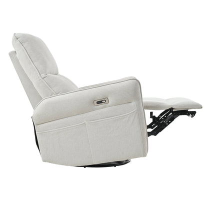 270° Power Swivel Rocker Recliner Chair for Adults, Swivel Rocking Recliner Chair,Electric Small Recliners for Small Spaces, Single Sofa Recliner for Living Room, Bedroom,RV (Fabric Gray+270°Swivel) - 1st Choice Furniture Direct