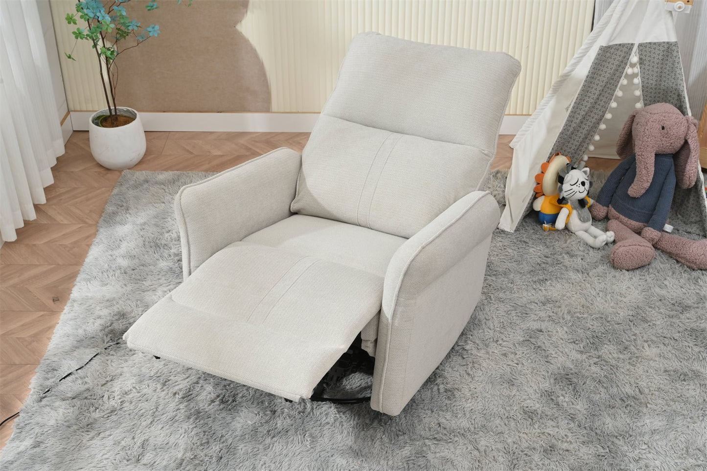 270° Power Swivel Rocker Recliner Chair for Adults, Swivel Rocking Recliner Chair,Electric Small Recliners for Small Spaces, Single Sofa Recliner for Living Room, Bedroom,RV (Fabric Gray+270°Swivel) - 1st Choice Furniture Direct
