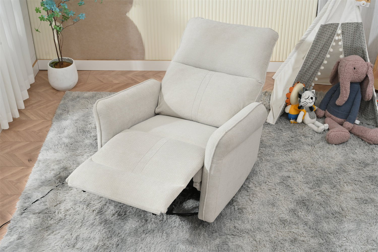 270° Power Swivel Rocker Recliner Chair for Adults, Swivel Rocking Recliner Chair,Electric Small Recliners for Small Spaces, Single Sofa Recliner for Living Room, Bedroom,RV (Fabric Gray+270°Swivel) - 1st Choice Furniture Direct
