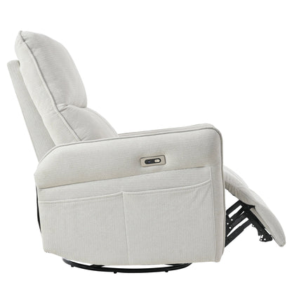 270° Power Swivel Rocker Recliner Chair for Adults, Swivel Rocking Recliner Chair,Electric Small Recliners for Small Spaces, Single Sofa Recliner for Living Room, Bedroom,RV (Fabric Gray+270°Swivel) - 1st Choice Furniture Direct