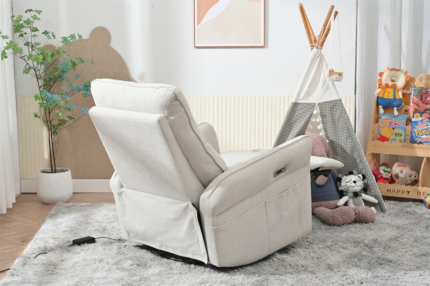 270° Power Swivel Rocker Recliner Chair for Adults, Swivel Rocking Recliner Chair,Electric Small Recliners for Small Spaces, Single Sofa Recliner for Living Room, Bedroom,RV (Fabric Gray+270°Swivel) - 1st Choice Furniture Direct