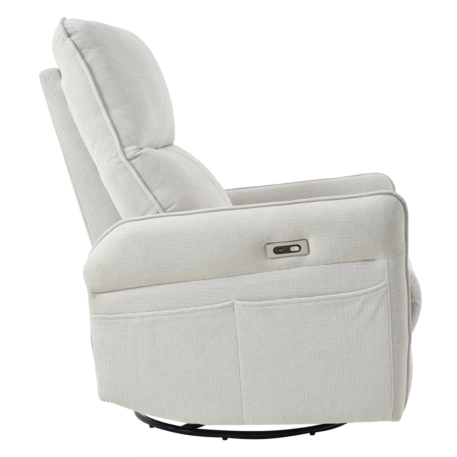 270° Power Swivel Rocker Recliner Chair for Adults, Swivel Rocking Recliner Chair,Electric Small Recliners for Small Spaces, Single Sofa Recliner for Living Room, Bedroom,RV (Fabric Gray+270°Swivel) - 1st Choice Furniture Direct