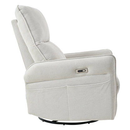 270° Power Swivel Rocker Recliner Chair for Adults, Swivel Rocking Recliner Chair,Electric Small Recliners for Small Spaces, Single Sofa Recliner for Living Room, Bedroom,RV (Fabric Gray+270°Swivel) - 1st Choice Furniture Direct