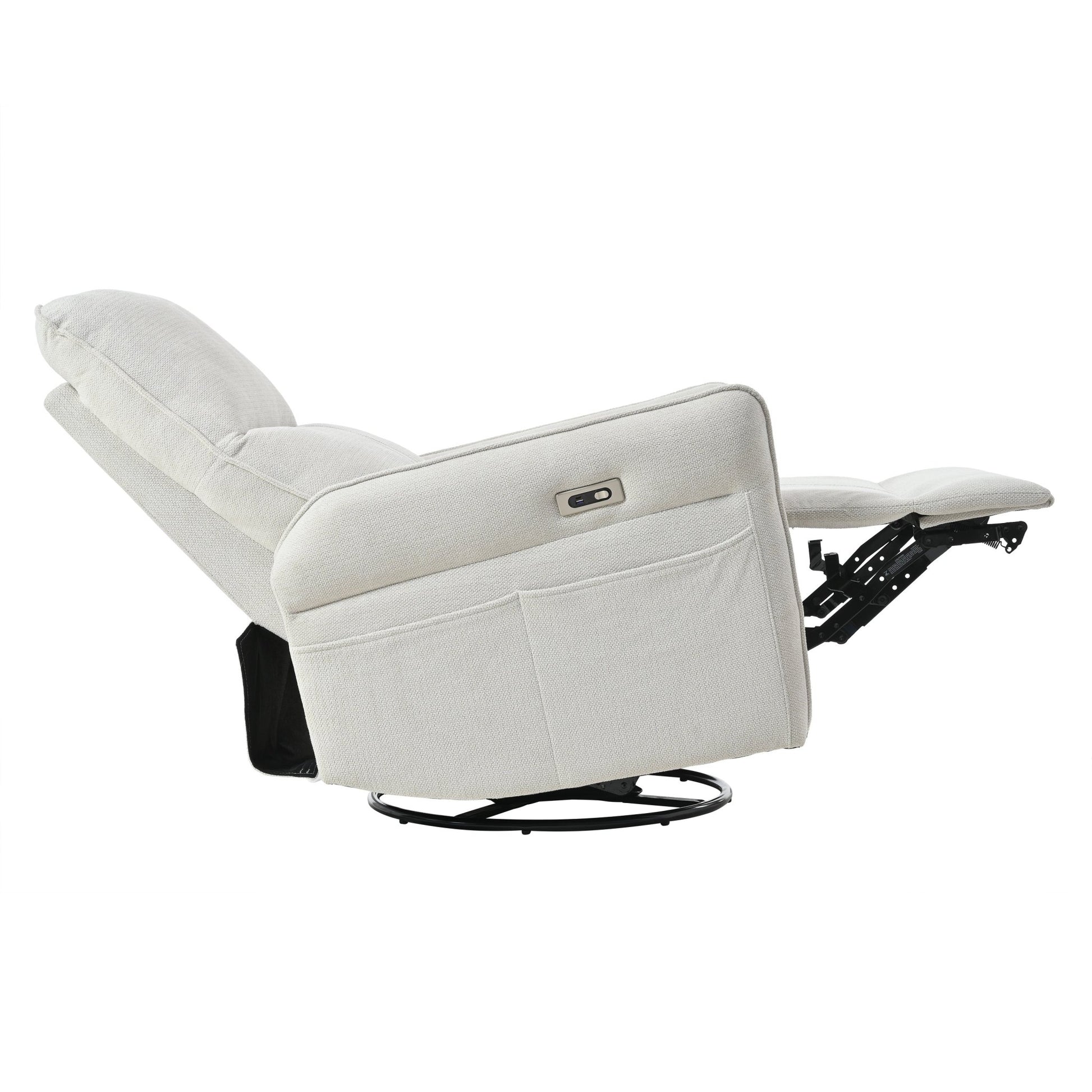 270° Power Swivel Rocker Recliner Chair for Adults, Swivel Rocking Recliner Chair,Electric Small Recliners for Small Spaces, Single Sofa Recliner for Living Room, Bedroom,RV (Fabric Gray+270°Swivel) - 1st Choice Furniture Direct