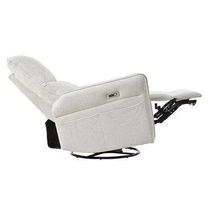 270° Power Swivel Rocker Recliner Chair for Adults, Swivel Rocking Recliner Chair,Electric Small Recliners for Small Spaces, Single Sofa Recliner for Living Room, Bedroom,RV (Fabric Gray+270°Swivel) - 1st Choice Furniture Direct