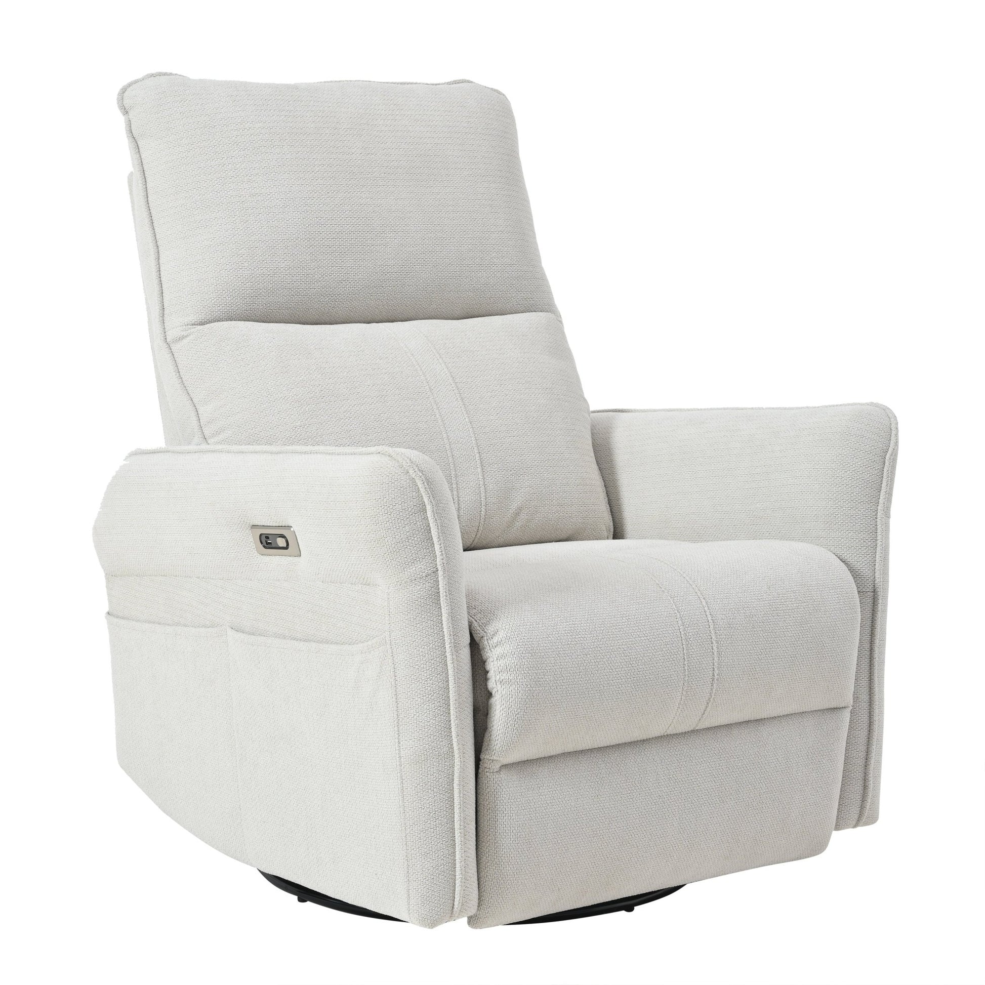 270° Power Swivel Rocker Recliner Chair for Adults, Swivel Rocking Recliner Chair,Electric Small Recliners for Small Spaces, Single Sofa Recliner for Living Room, Bedroom,RV (Fabric Gray+270°Swivel) - 1st Choice Furniture Direct