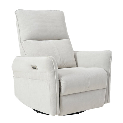 270° Power Swivel Rocker Recliner Chair for Adults, Swivel Rocking Recliner Chair,Electric Small Recliners for Small Spaces, Single Sofa Recliner for Living Room, Bedroom,RV (Fabric Gray+270°Swivel) - 1st Choice Furniture Direct