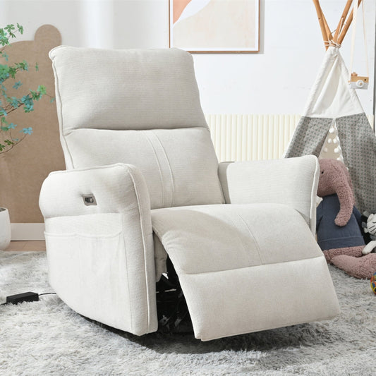270° Power Swivel Rocker Recliner Chair for Adults, Swivel Rocking Recliner Chair,Electric Small Recliners for Small Spaces, Single Sofa Recliner for Living Room, Bedroom,RV (Fabric Gray+270°Swivel) - 1st Choice Furniture Direct