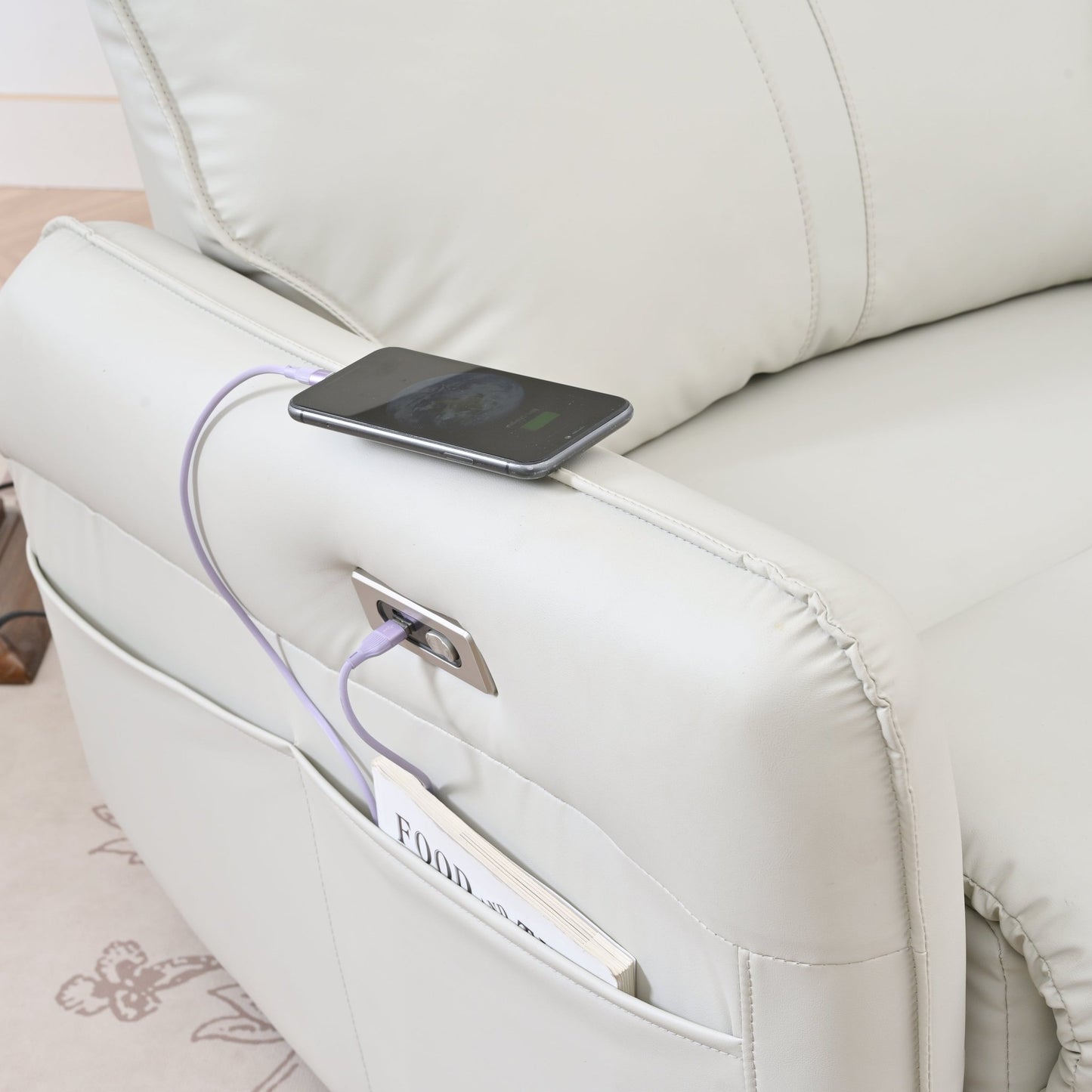 270° Power Swivel Rocker Recliner Chair, PU Leather Electric Glider Reclining Sofa with USB Ports, Power Swivel Glider, Rocking Chair,Nursery Recliners for Living Room Bedroom(Light Gray+270°Swivel) - 1st Choice Furniture Direct