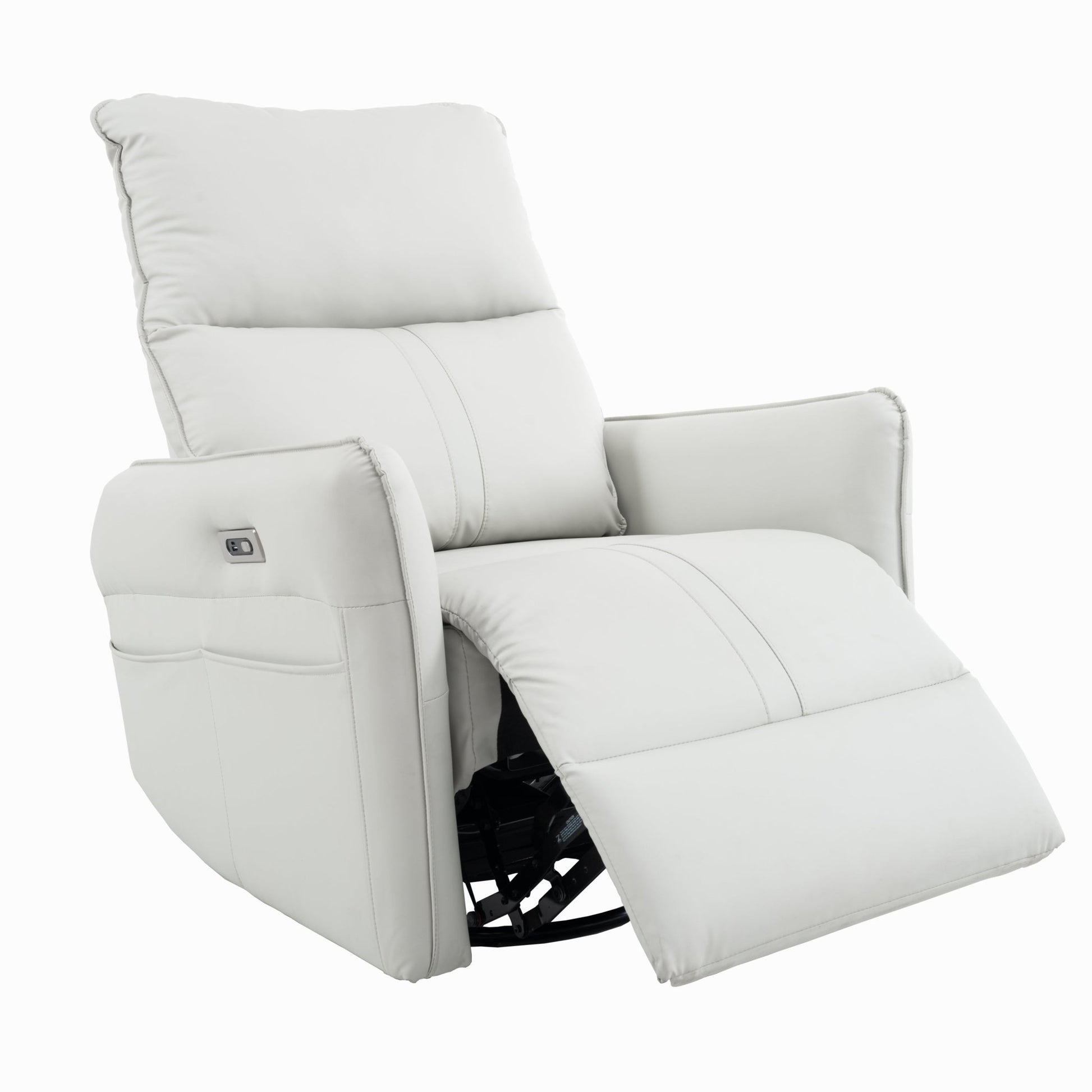 270° Power Swivel Rocker Recliner Chair, PU Leather Electric Glider Reclining Sofa with USB Ports, Power Swivel Glider, Rocking Chair,Nursery Recliners for Living Room Bedroom(Light Gray+270°Swivel) - 1st Choice Furniture Direct