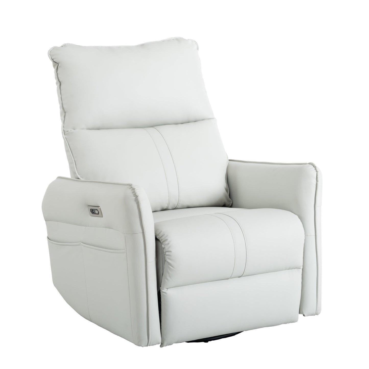 270° Power Swivel Rocker Recliner Chair, PU Leather Electric Glider Reclining Sofa with USB Ports, Power Swivel Glider, Rocking Chair,Nursery Recliners for Living Room Bedroom(Light Gray+270°Swivel) - 1st Choice Furniture Direct