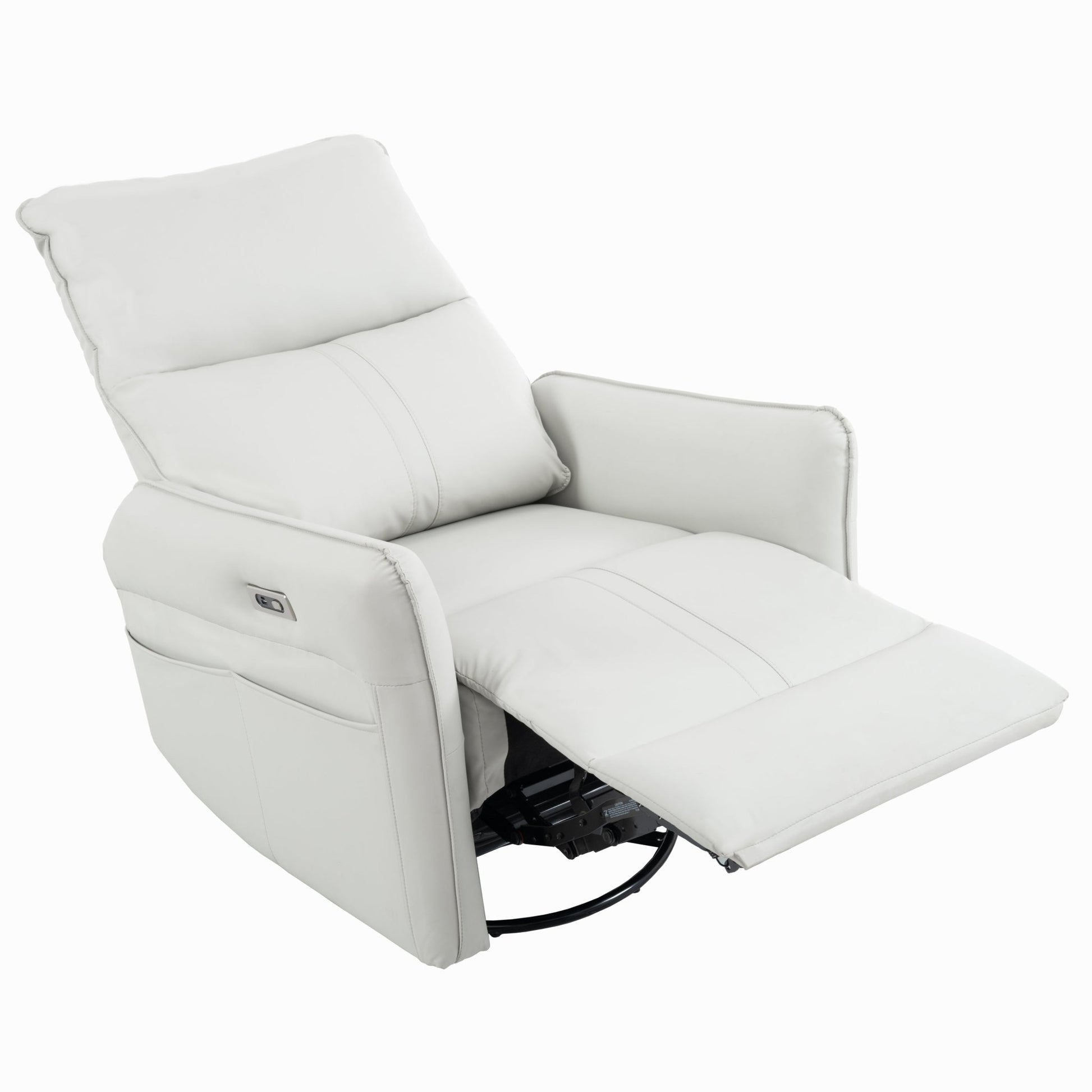 270° Power Swivel Rocker Recliner Chair, PU Leather Electric Glider Reclining Sofa with USB Ports, Power Swivel Glider, Rocking Chair,Nursery Recliners for Living Room Bedroom(Light Gray+270°Swivel) - 1st Choice Furniture Direct
