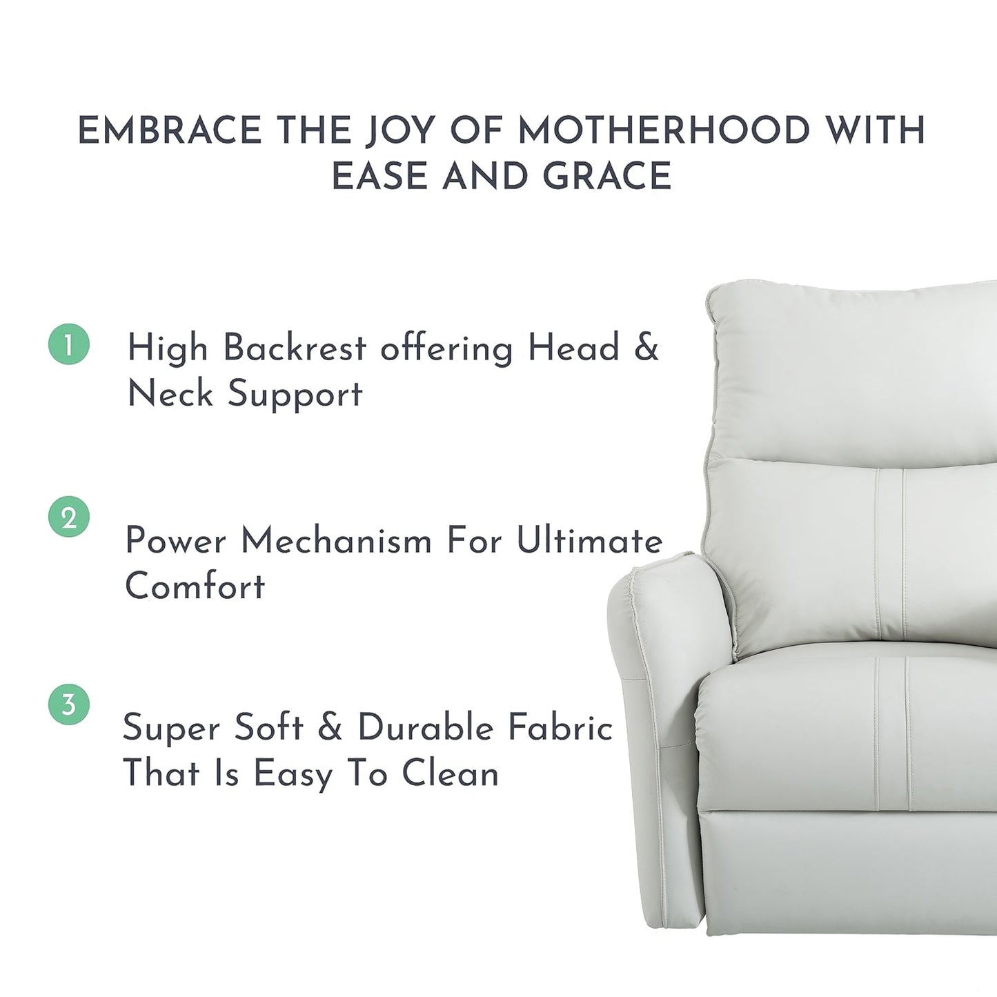 270° Power Swivel Rocker Recliner Chair, PU Leather Electric Glider Reclining Sofa with USB Ports, Power Swivel Glider, Rocking Chair,Nursery Recliners for Living Room Bedroom(Light Gray+270°Swivel) - 1st Choice Furniture Direct