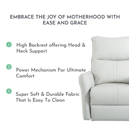 270° Power Swivel Rocker Recliner Chair, PU Leather Electric Glider Reclining Sofa with USB Ports, Power Swivel Glider, Rocking Chair,Nursery Recliners for Living Room Bedroom(Light Gray+270°Swivel) - 1st Choice Furniture Direct