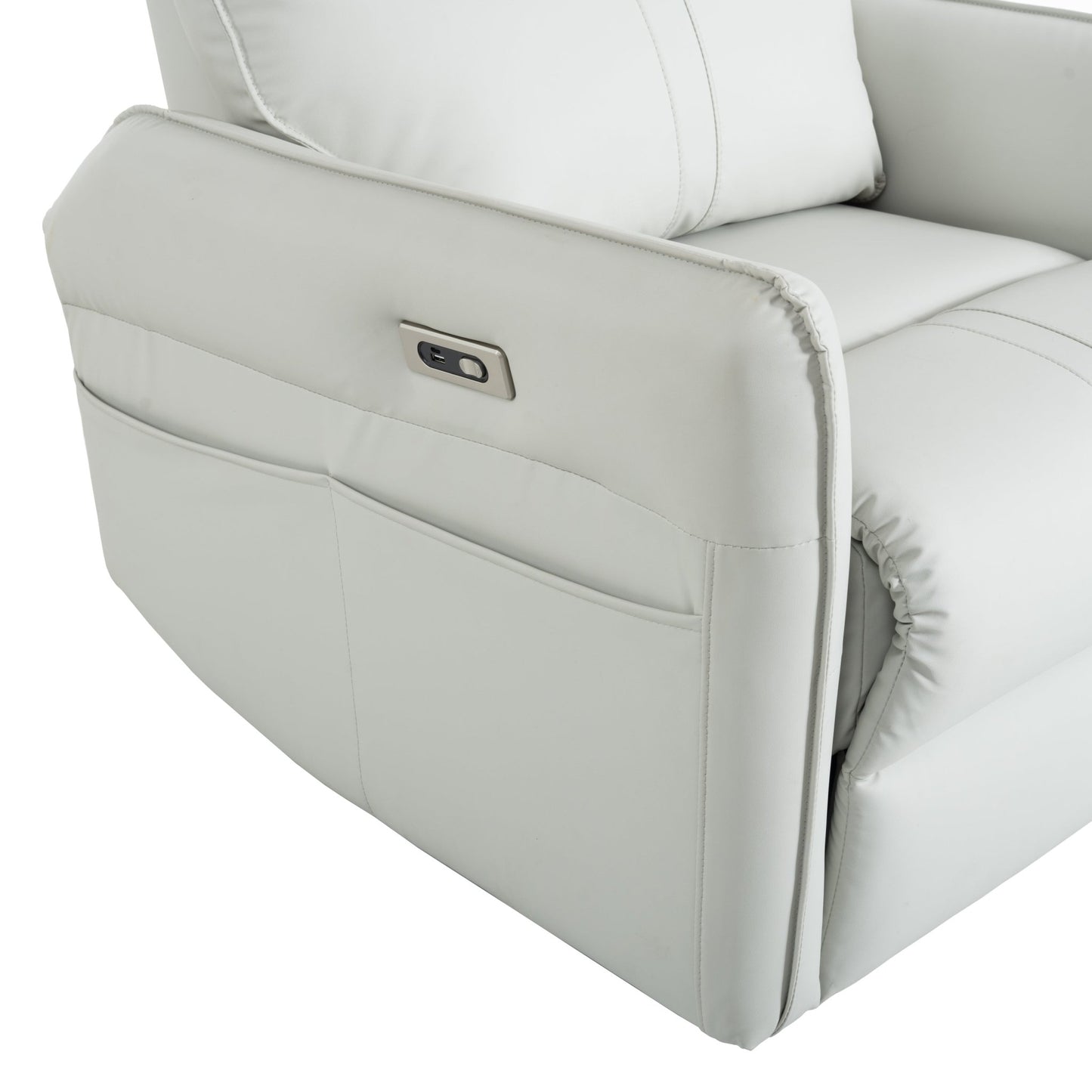 270° Power Swivel Rocker Recliner Chair, PU Leather Electric Glider Reclining Sofa with USB Ports, Power Swivel Glider, Rocking Chair,Nursery Recliners for Living Room Bedroom(Light Gray+270°Swivel) - 1st Choice Furniture Direct