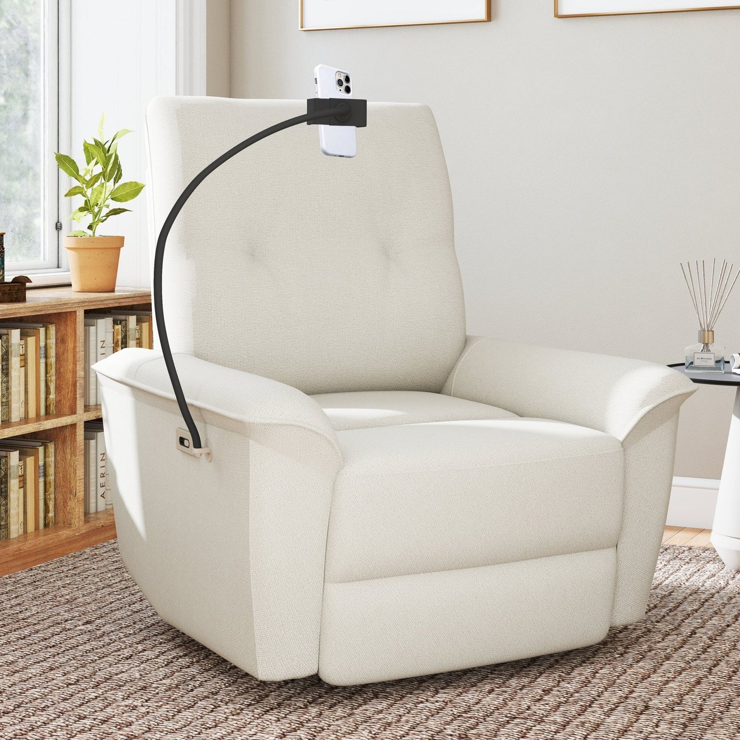 270° Power Swivel Rocker Recliner Chair w/ Phone Holder, Electric Glider Reclining Sofa with USB Ports, Power Swivel Glider, Rocking Chair Nursery Recliners for Living Room Bedroom(Beige - gray) - 1st Choice Furniture Direct