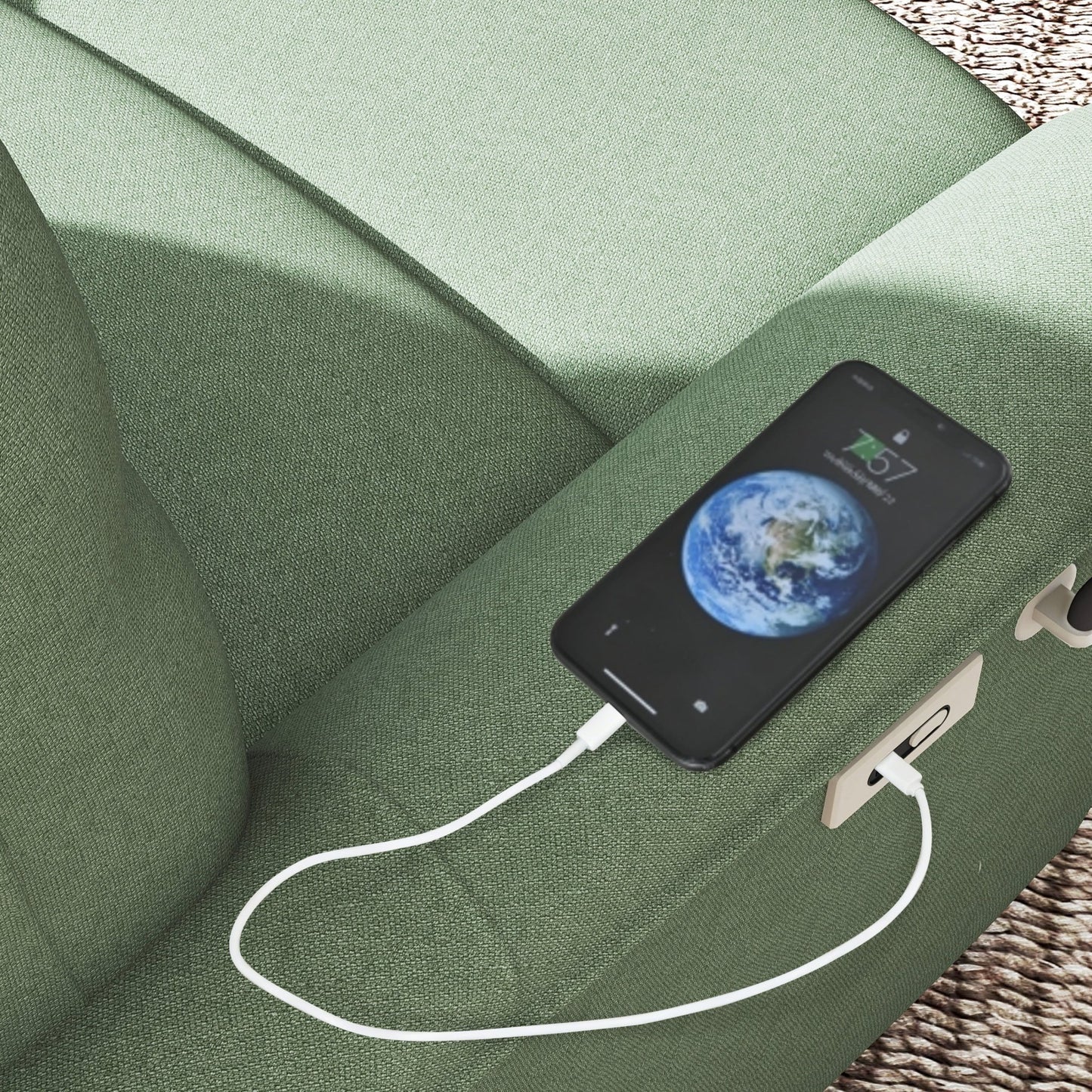 270° Power Swivel Rocker Recliner Chair w/ Phone Holder, Electric Glider Reclining Sofa with USB Ports, Power Swivel Glider, Rocking Chair Nursery Recliners for Living Room Bedroom(Dark Green) - 1st Choice Furniture Direct