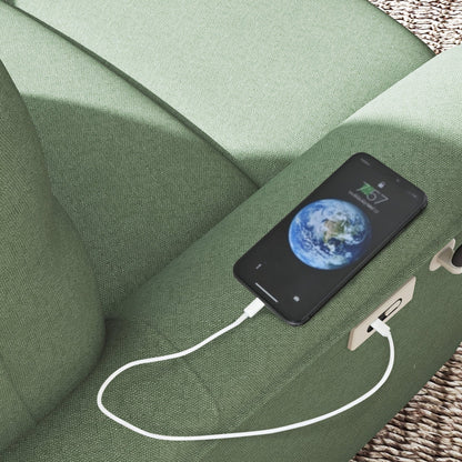 270° Power Swivel Rocker Recliner Chair w/ Phone Holder, Electric Glider Reclining Sofa with USB Ports, Power Swivel Glider, Rocking Chair Nursery Recliners for Living Room Bedroom(Dark Green) - 1st Choice Furniture Direct