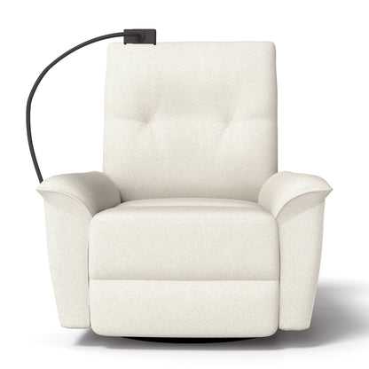 270° Power Swivel Rocker Recliner Chair w/ Phone Holder, Electric Glider Reclining Sofa with USB Ports, Power Swivel Glider, Rocking Chair Nursery Recliners for Living Room Bedroom(Beige - gray) - 1st Choice Furniture Direct