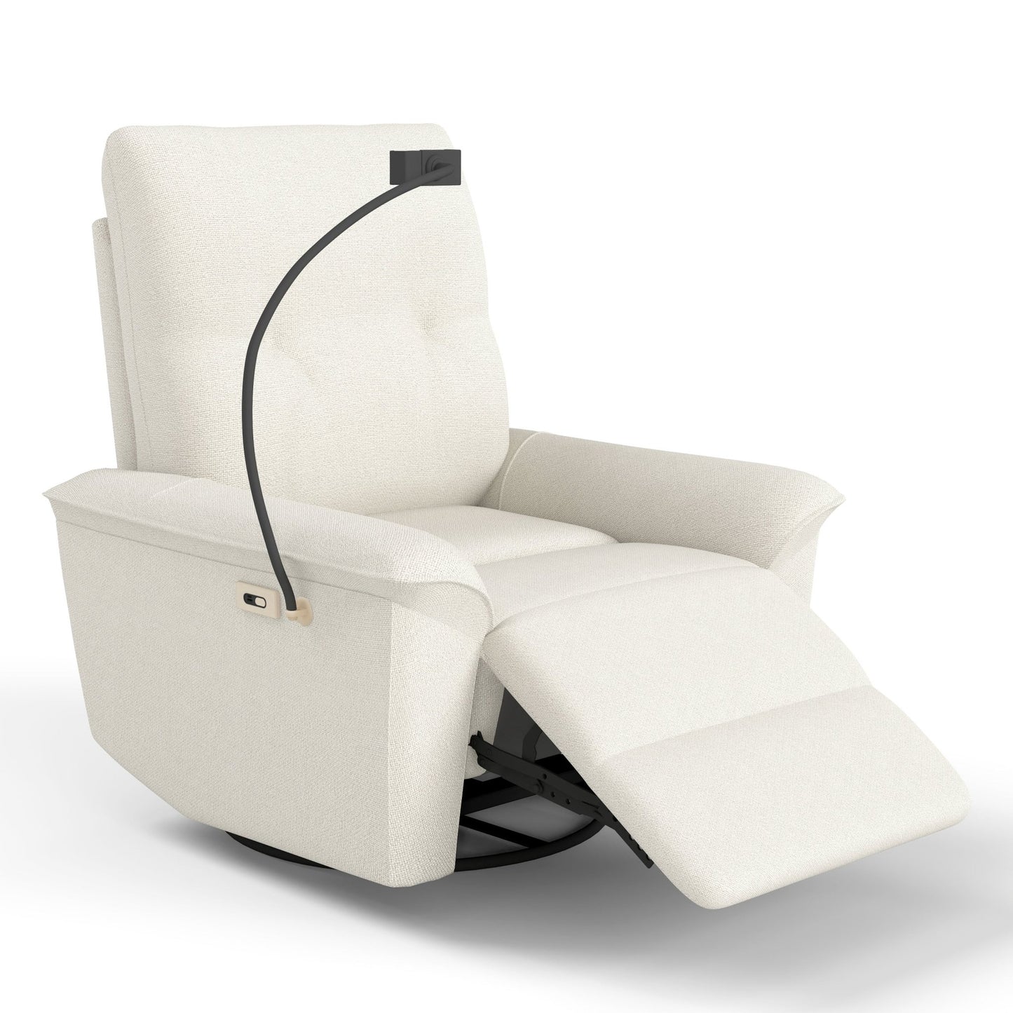 270° Power Swivel Rocker Recliner Chair w/ Phone Holder, Electric Glider Reclining Sofa with USB Ports, Power Swivel Glider, Rocking Chair Nursery Recliners for Living Room Bedroom(Beige - gray) - 1st Choice Furniture Direct