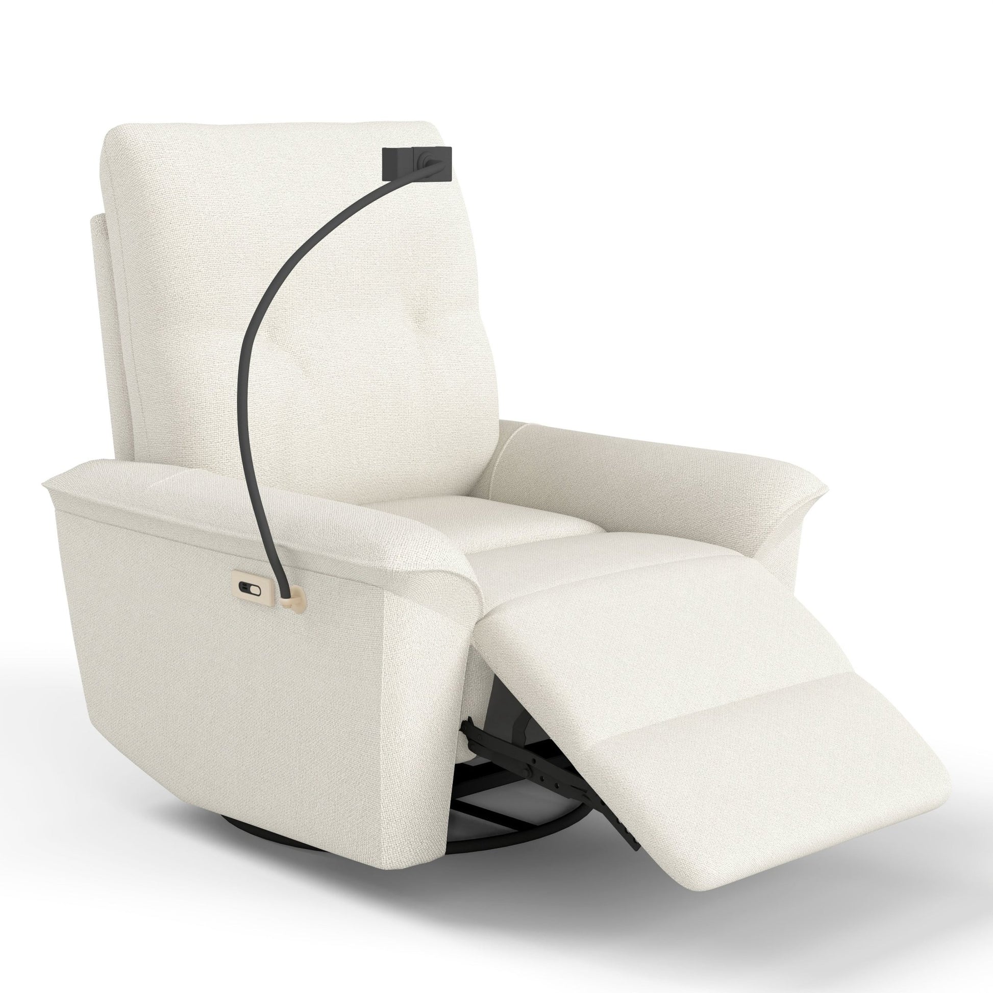 270° Power Swivel Rocker Recliner Chair w/ Phone Holder, Electric Glider Reclining Sofa with USB Ports, Power Swivel Glider, Rocking Chair Nursery Recliners for Living Room Bedroom(Beige - gray) - 1st Choice Furniture Direct