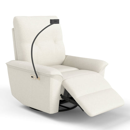 270° Power Swivel Rocker Recliner Chair w/ Phone Holder, Electric Glider Reclining Sofa with USB Ports, Power Swivel Glider, Rocking Chair Nursery Recliners for Living Room Bedroom(Beige - gray) - 1st Choice Furniture Direct