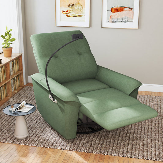 270° Power Swivel Rocker Recliner Chair w/ Phone Holder, Electric Glider Reclining Sofa with USB Ports, Power Swivel Glider, Rocking Chair Nursery Recliners for Living Room Bedroom(Dark Green) - 1st Choice Furniture Direct