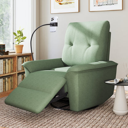 270° Power Swivel Rocker Recliner Chair w/ Phone Holder, Electric Glider Reclining Sofa with USB Ports, Power Swivel Glider, Rocking Chair Nursery Recliners for Living Room Bedroom(Dark Green) - 1st Choice Furniture Direct