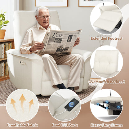 270° Power Swivel Rocker Recliner Chair w/ Phone Holder, Electric Glider Reclining Sofa with USB Ports, Power Swivel Glider, Rocking Chair Nursery Recliners for Living Room Bedroom(Beige - gray) - 1st Choice Furniture Direct