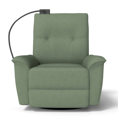 270° Power Swivel Rocker Recliner Chair w/ Phone Holder, Electric Glider Reclining Sofa with USB Ports, Power Swivel Glider, Rocking Chair Nursery Recliners for Living Room Bedroom(Dark Green) - 1st Choice Furniture Direct
