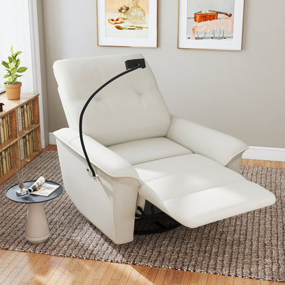270° Power Swivel Rocker Recliner Chair w/ Phone Holder, Electric Glider Reclining Sofa with USB Ports, Power Swivel Glider, Rocking Chair Nursery Recliners for Living Room Bedroom(Beige - gray) - 1st Choice Furniture Direct
